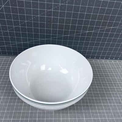 Antique White Ceramic Mixing Bowl, Farmhouse Style