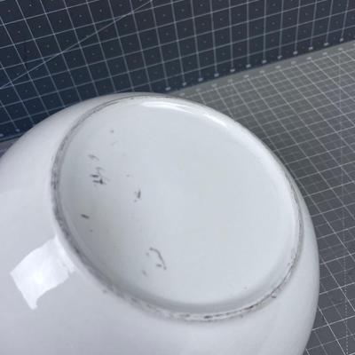 Antique White Ceramic Mixing Bowl, Farmhouse Style