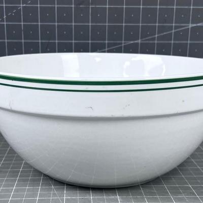 Antique White Ceramic Mixing Bowl, Farmhouse Style