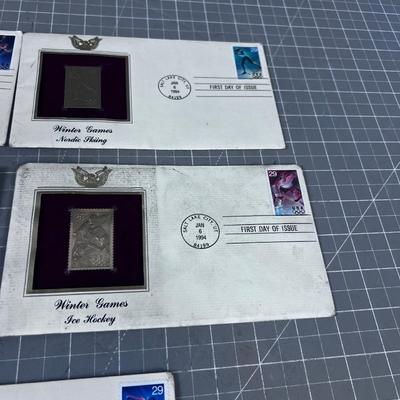 (5) 24 K Gold First Day Issue Stamps