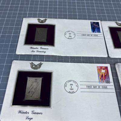 (5) 24 K Gold First Day Issue Stamps