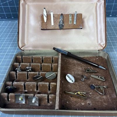 Box full of Cuff Links & Tie Clips - Spiffy 