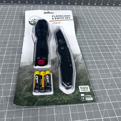 Outfitters Flashlight and Knife Set 