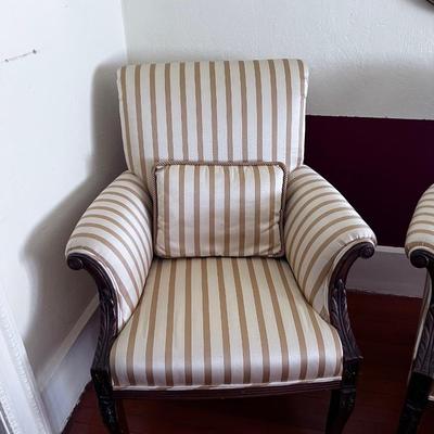 Pair of Federal Style Striped Arm Chairs 
