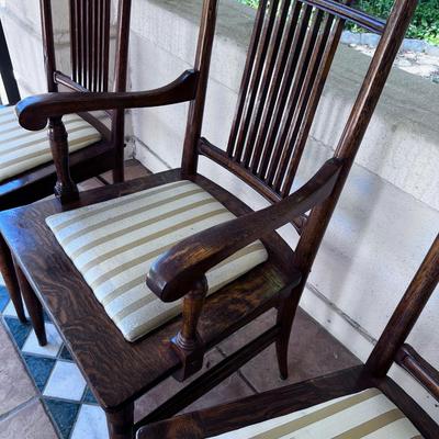 6- English Arts & Crafts Oak Dining Chairs