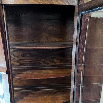 Oak Antique Curved Front China Cabinet