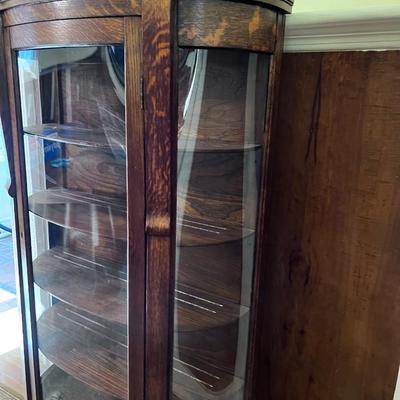 Oak Antique Curved Front China Cabinet