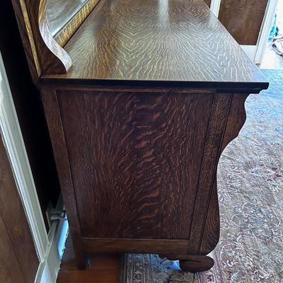 Antique OAK Sideboard Buffet w/Mirror