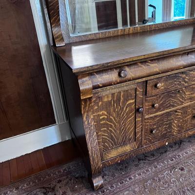 Antique OAK Sideboard Buffet w/Mirror