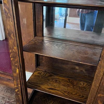 Antique Oak Glass Front Cabinet