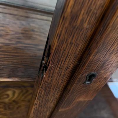 Antique Oak Glass Front Cabinet