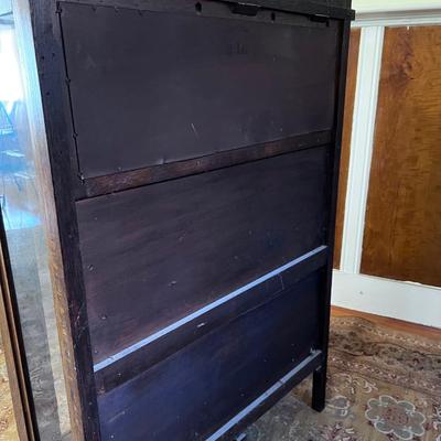 Antique Oak Glass Front Cabinet