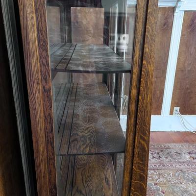 Antique Oak Glass Front Cabinet