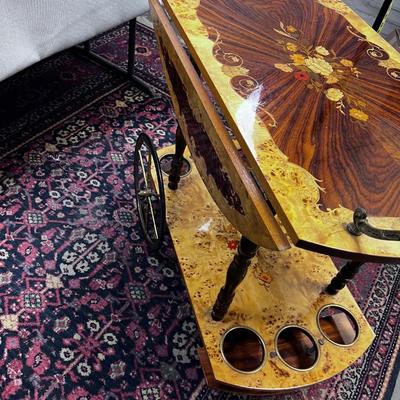 1960's Italian Walnut Burl Bar Cart Inlay AWESOME