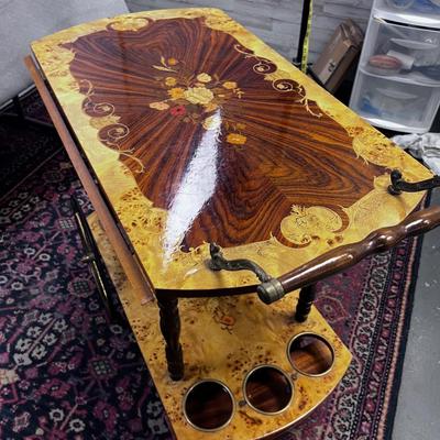 1960's Italian Walnut Burl Bar Cart Inlay AWESOME