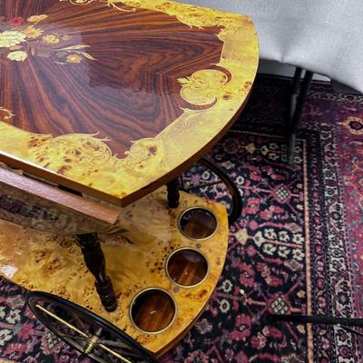 1960's Italian Walnut Burl Bar Cart Inlay AWESOME
