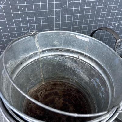 Galvanized Buckets ( 3) and Watering Can 