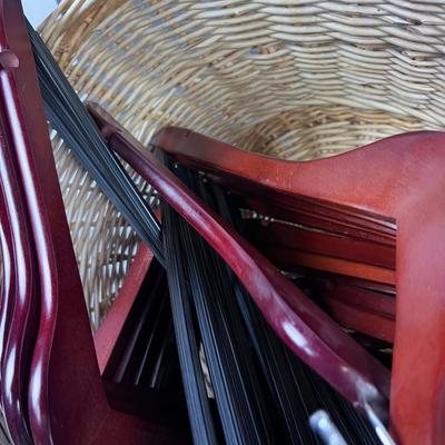 Basket of Wood hangers 