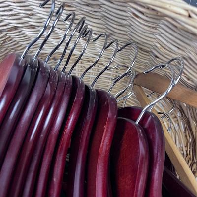 Basket of Wood hangers 