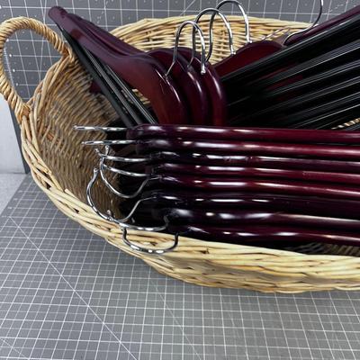Basket of Wood hangers 