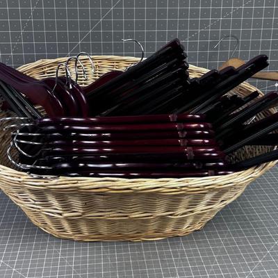 Basket of Wood hangers 