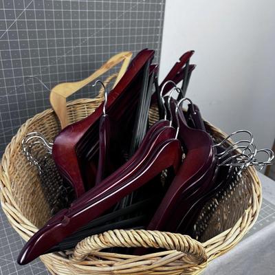 Basket of Wood hangers 
