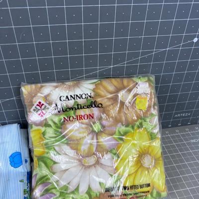 Vintage Cotton Sheets - Full Flatt and 2 Twin Fitted New in the PACKAGE