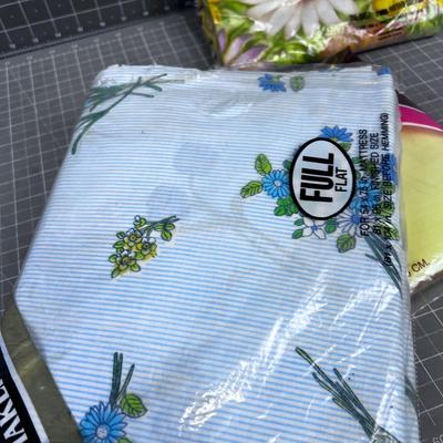 Vintage Cotton Sheets - Full Flatt and 2 Twin Fitted New in the PACKAGE
