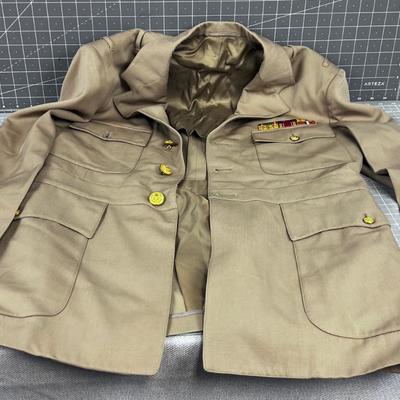 United States Army Tan Coat with Ribbons