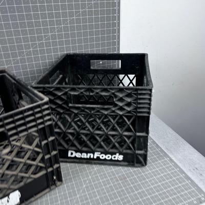 2 Plastic Milk Crates, Black 