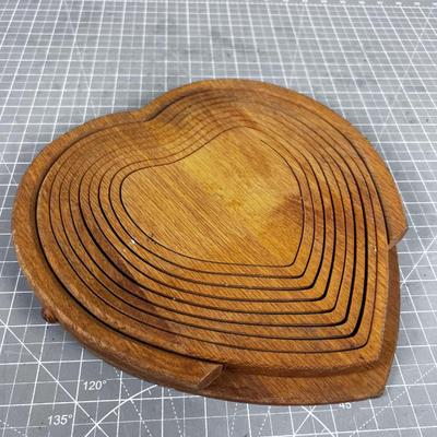 Folding Basket OAK Shaped like a Heart 