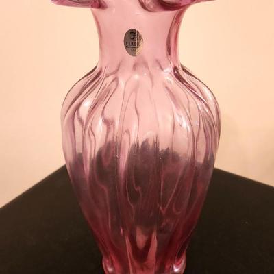 Lot #216 Fenton Pink Ribbed Vase