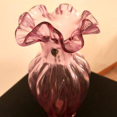 Lot #216 Fenton Pink Ribbed Vase