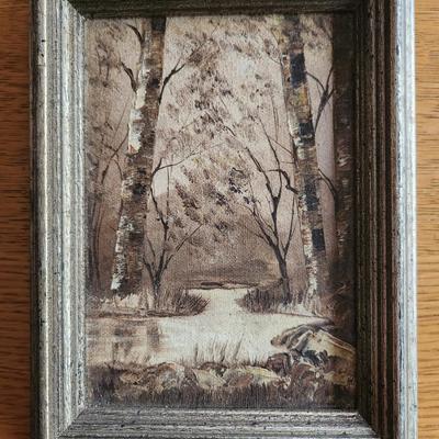 Forest & Stream Painting in Sephia Tone