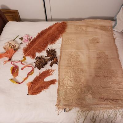 Antique-Style Plumes, Flowers and Shawl (GB-KD)