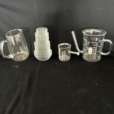 Catamount Glass Fat Separator, Duralex Bowls, Pyrex Pitcher, & Laboratory Beaker (K-MK)