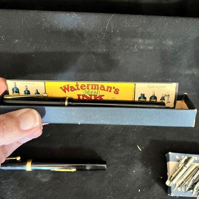 Silver Ink Well, Fountain Pen & More Vintage Office Accessories (DR-MK)