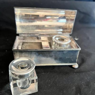 Silver Ink Well, Fountain Pen & More Vintage Office Accessories (DR-MK)