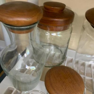 MCM Glass with Wood Midcentury Serving Pieces