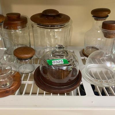 MCM Glass with Wood Midcentury Serving Pieces