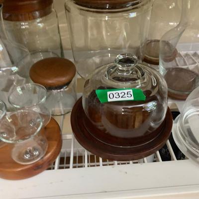 MCM Glass with Wood Midcentury Serving Pieces