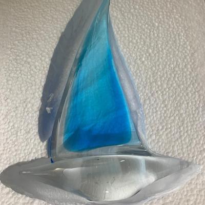 THREE Lenox Art Glass Sailboats In Boxes