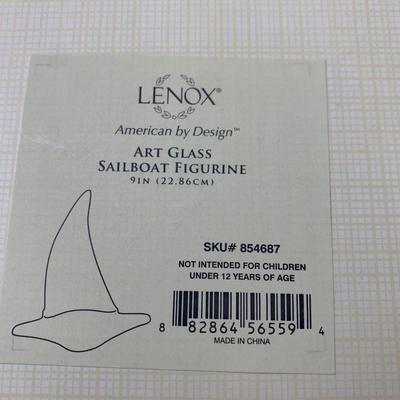 THREE Lenox Art Glass Sailboats In Boxes
