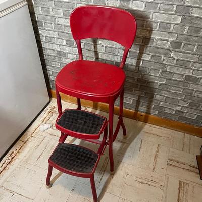 Lot 208 Red metal step stool