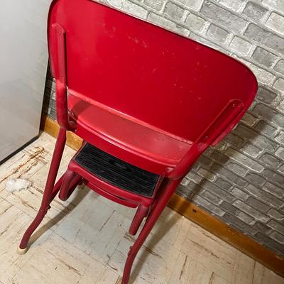 Lot 208 Red metal step stool