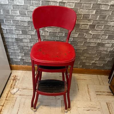 Lot 208 Red metal step stool
