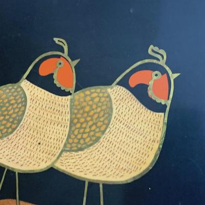 MCM Couroc Serving Tray Partridge Birds