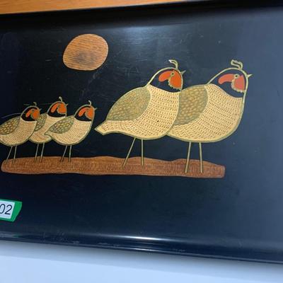 MCM Couroc Serving Tray Partridge Birds