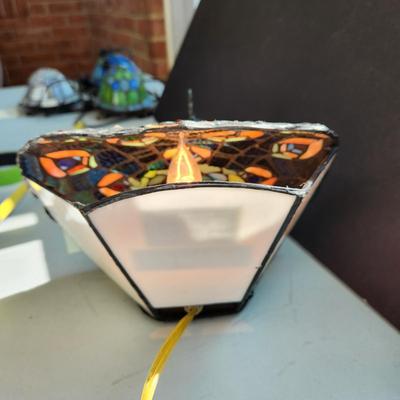 Stained Glass Peacock Accent Table Lamp Light