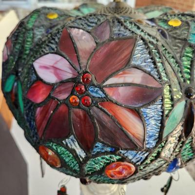 Stained Glass Lamp Shade on Marble Base